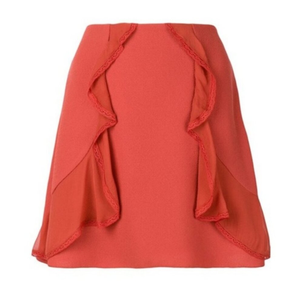See by Chloé Coral Ruffle Mini Skirt
